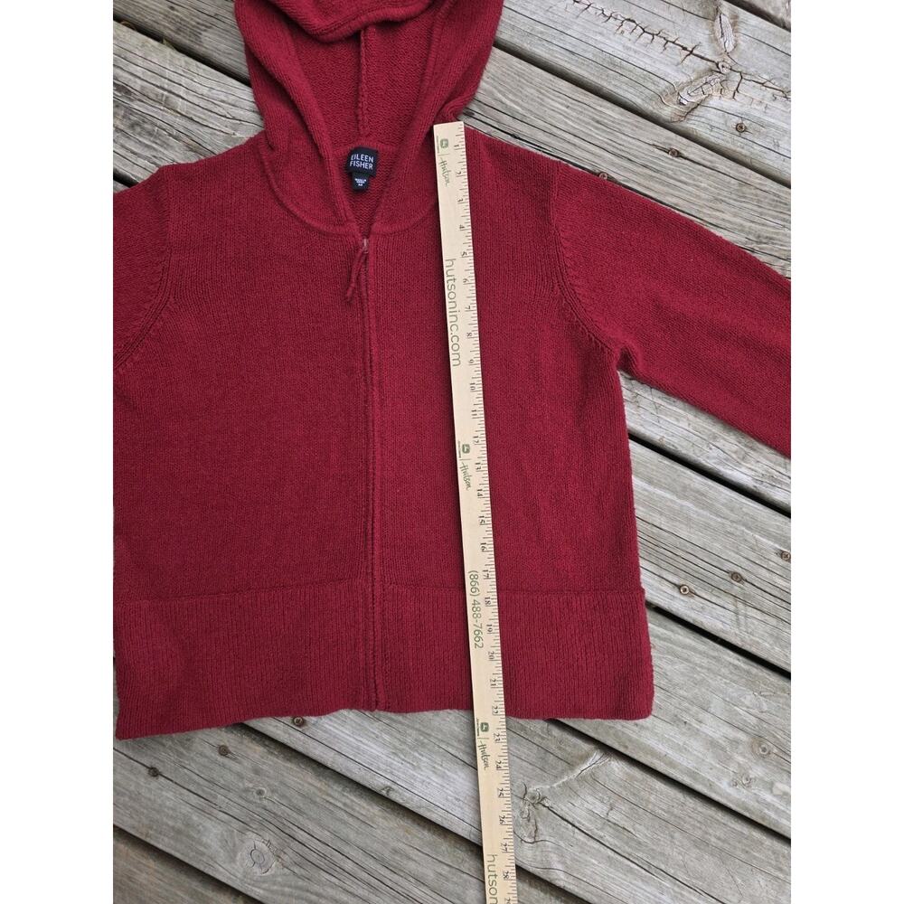 Eileen Fisher Red Full Zip Hoodie Sweater Jacket Cotton Blend Women's Medium - Picture 6 of 8